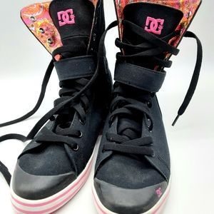DC High Top Sneakers Black, White & Pink 7